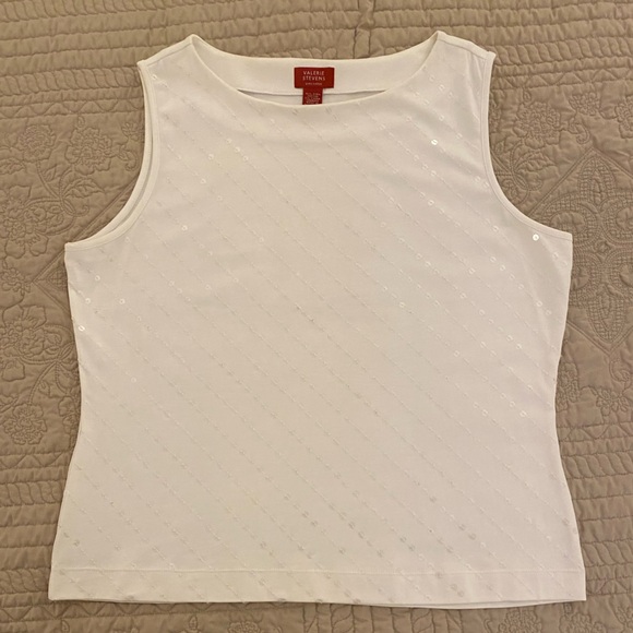 HP🔥 Valerie Stevens Vintage Sequin Sleeveless Cotton Tee - Picture 2 of 8